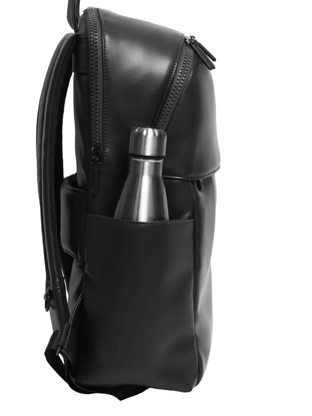 Boarding Pass Sleek Black Vegan Leather Backpack with Padded Straps New
